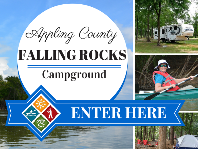 Welcome to Appling County. The Board of Commissioners is proud to own Falling Rocks Campground, a short distance from the mighty Altamaha River. Bring your canoes, kayaks, boats and more to meander down this 137 mile river winding from Lumber City to Darien. We welcome you to stay for a weekend and enjoy the great natural resources our county has to offer. Located two miles from Plant Hatch, the grounds offer a great location for annual outage workers, engineers, or other visitors to Edwin Hatch Nuclear facility.